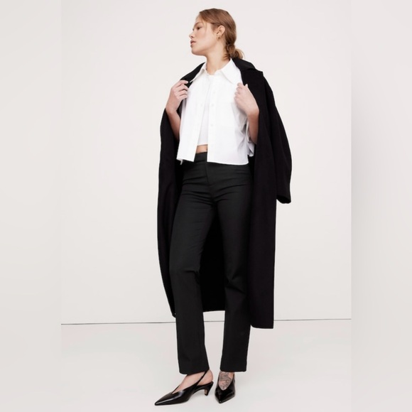 NWT-Banana Republic Black Mid Rise Straight Sloan Pant, Size 0 - Picture 1 of 8